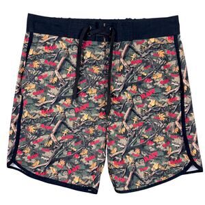 RAW Rolling Papers Board Shorts Mens Medium Green Camo Swim Trunk Unlined Beach
